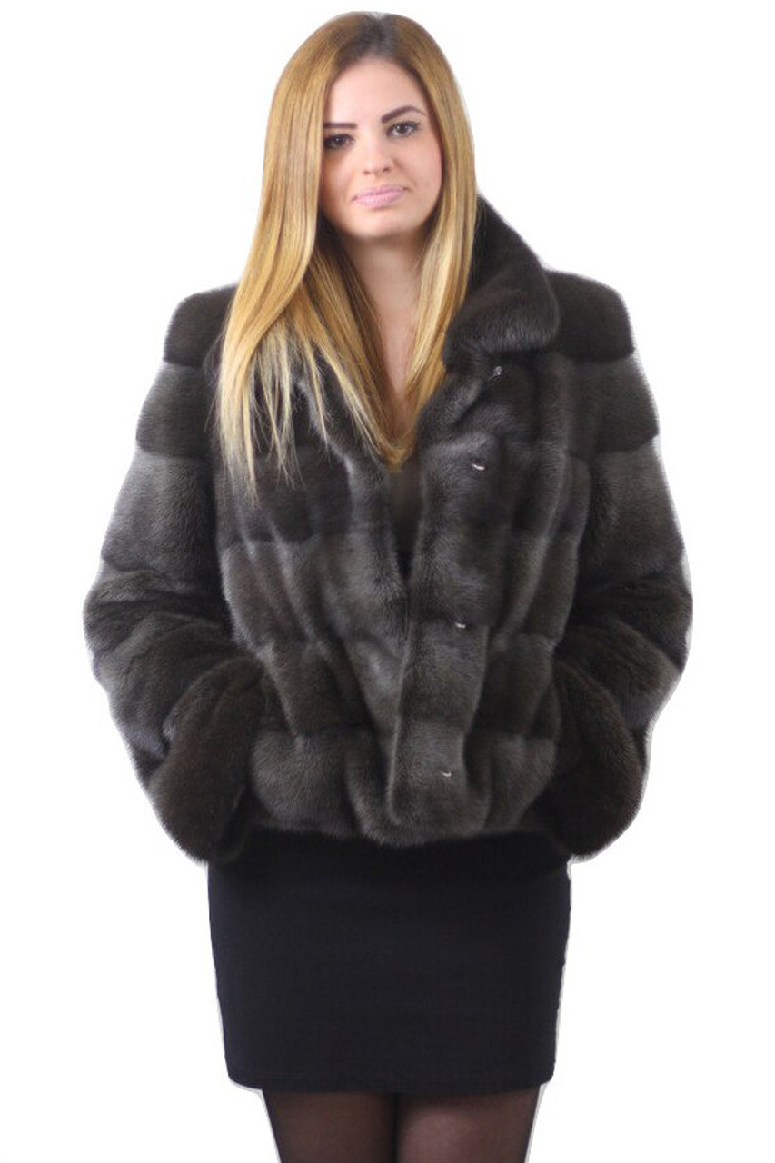 SAGA Mink Fur Jacket with Notched Collar | SKANDINAVIK FUR