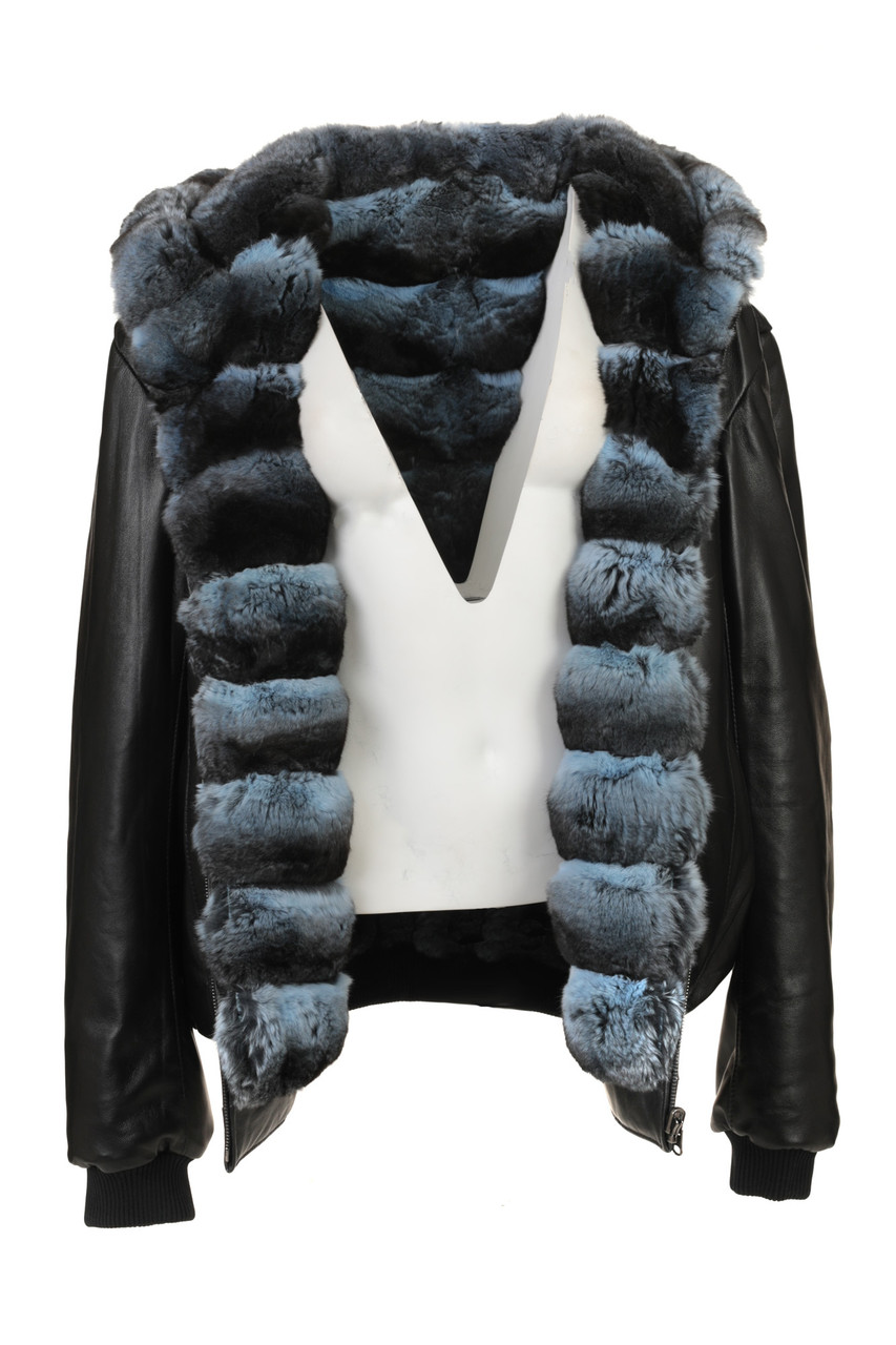 Real Grey Ebony Fur Mink Jacket for Men Saga Furs With Elastic -   Denmark
