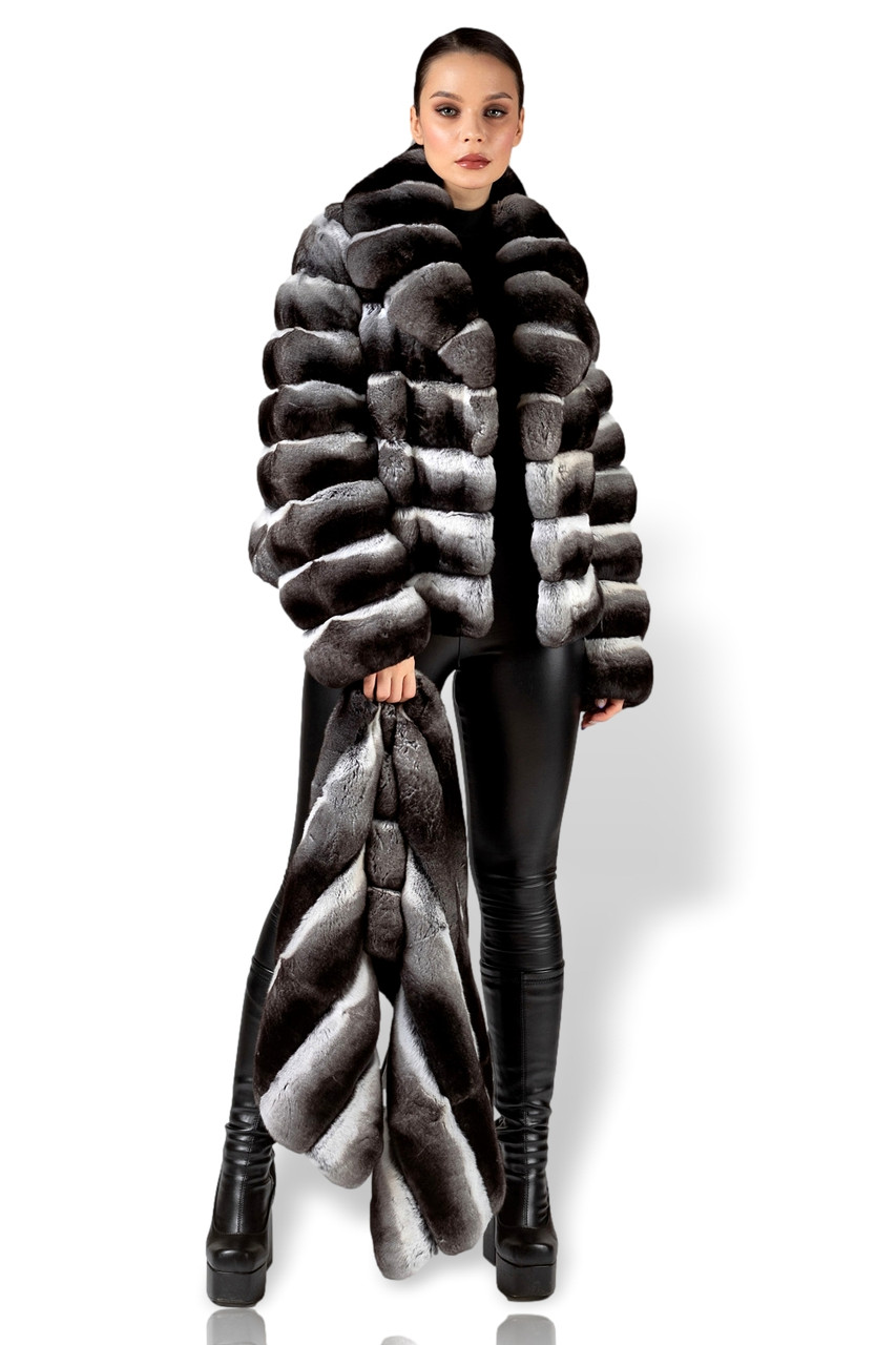Chinchilla fur coat with adjustable length| SKANDINAVIK FUR