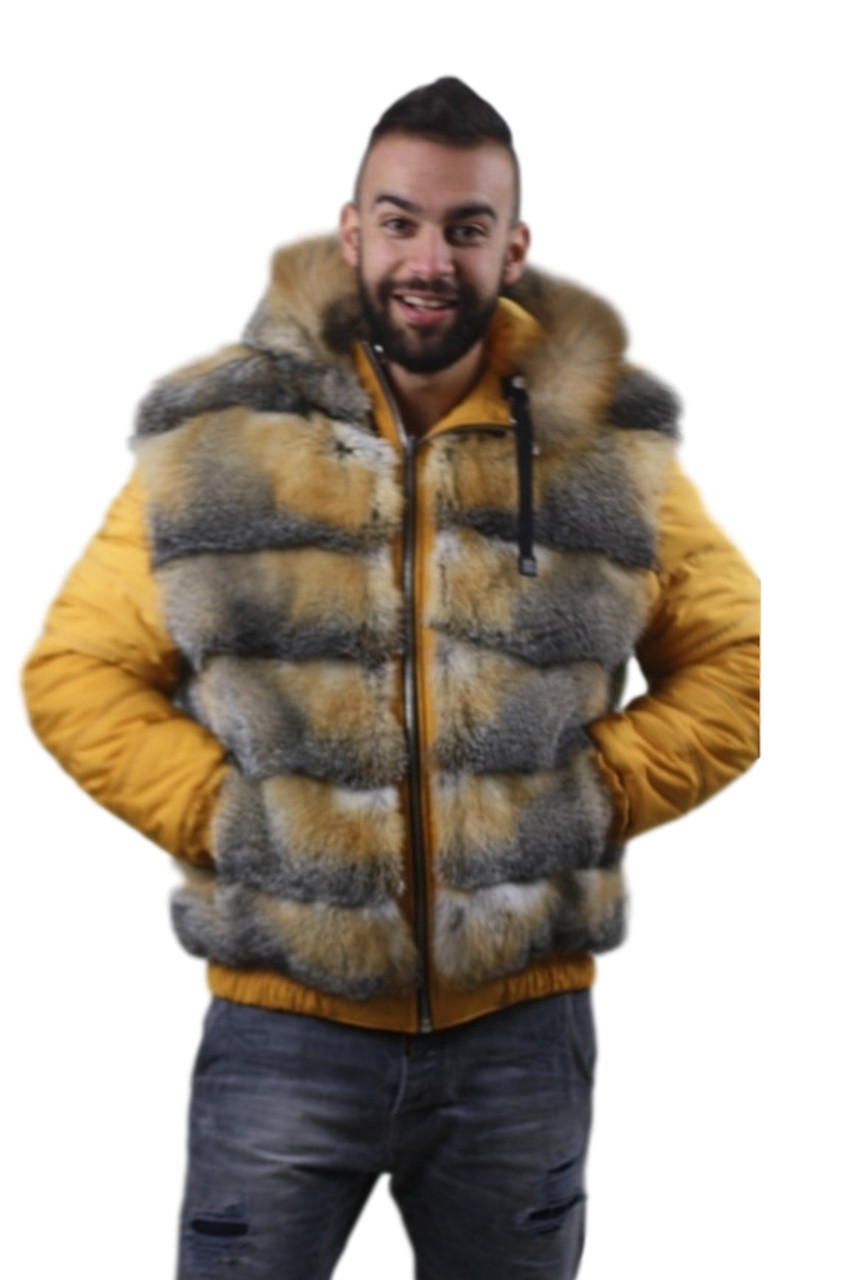 Yellow Reversible Lined Hooded Parka | FUR
