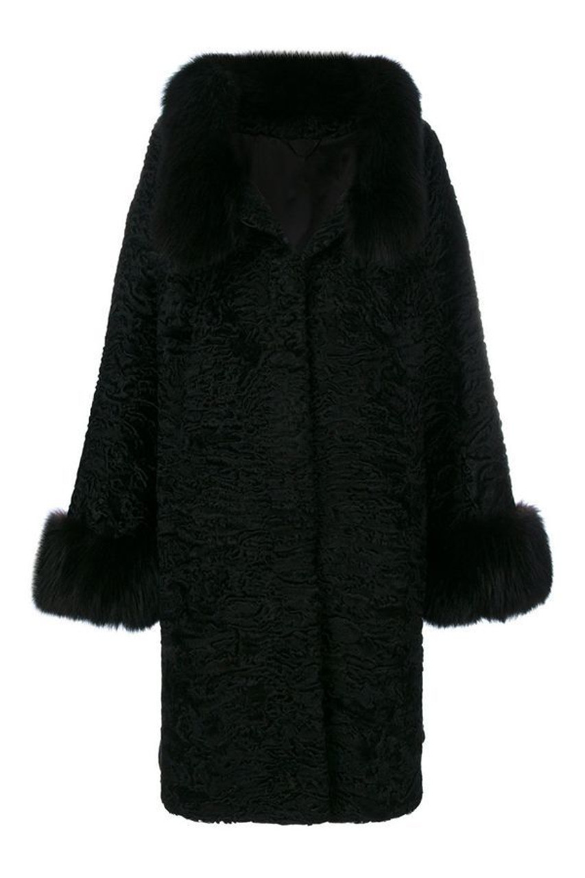 Black Lamb Fur Coat Erminia | SKANDINAVIK FUR