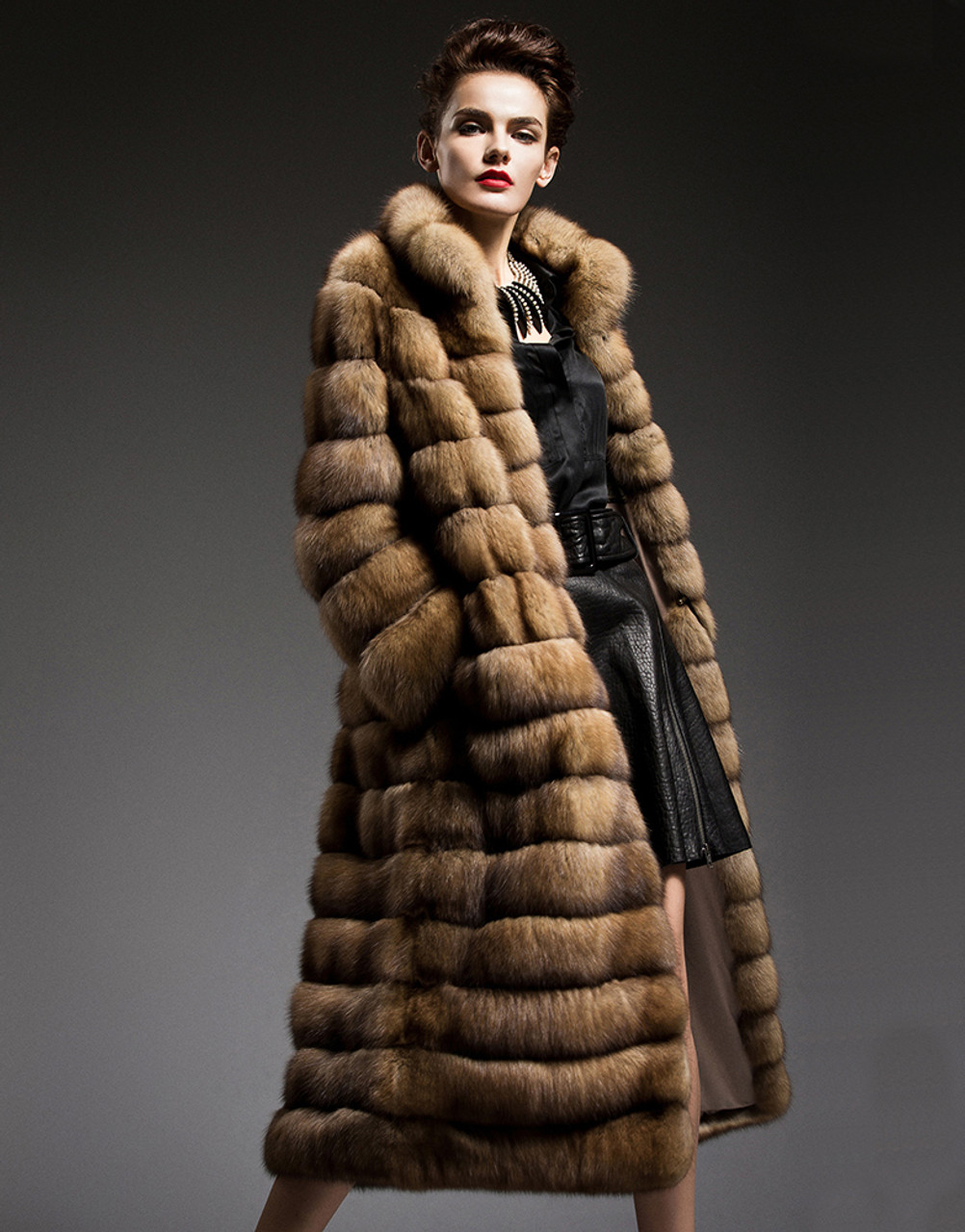 Long Golden Sable Fur Coat | SKANDINAVIK FUR