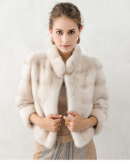 Beige And Green Mink Fur Coat Color Mink SAGA fur coat Full Skin