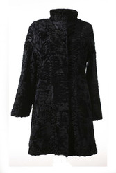 Black Swakara Lamb Fur Coat London | SKANDINAVIK FUR