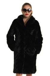  FAUX FURCOAT ブラックSサイズ　専用 Jet Black Chic Fox Fur Jacket with Satin Lining: FurSource.com