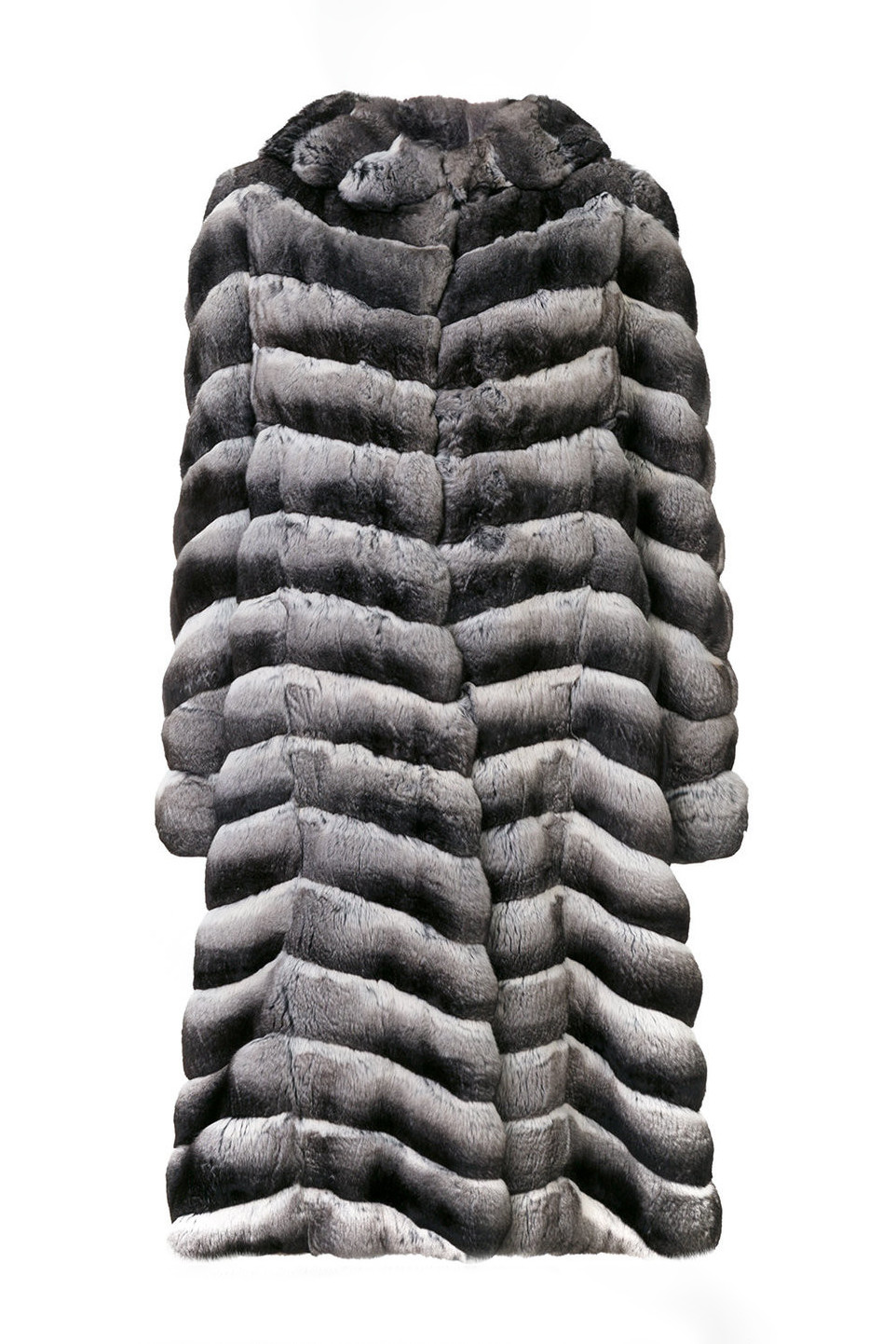 Long Chinchilla Fur Coat Hooded | SKANDINAVIK FUR