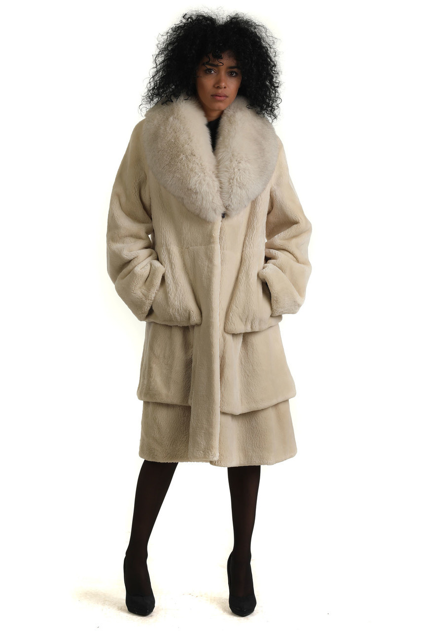 Pearl Sheared Beaver Fur Stroller with Fox Shawl Collar Victoria