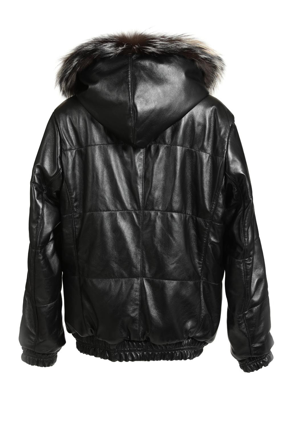 Black Mens Fur Bomber Jacket Hooded Gris Fox SKANDINAVIK FUR