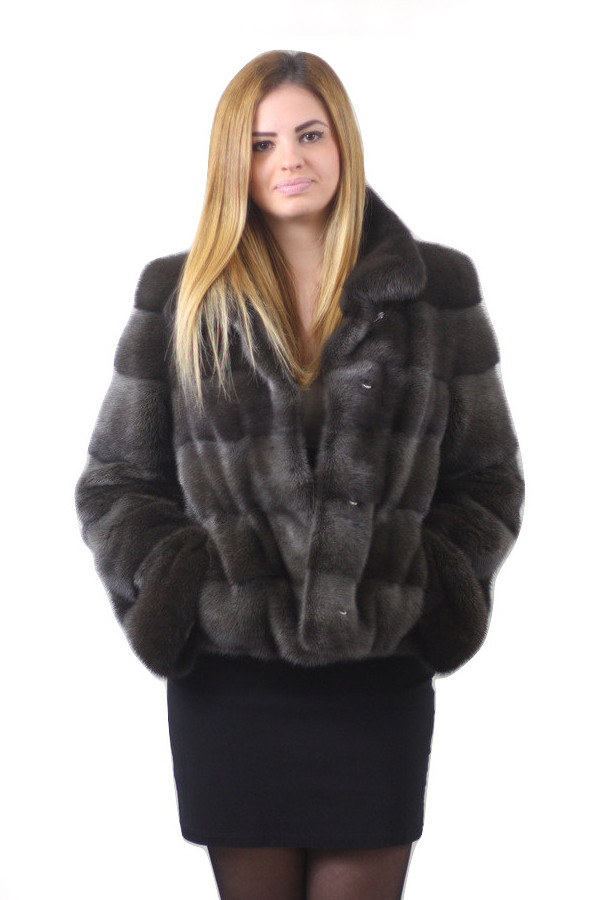 SAGA Mink Fur Jacket with Notched Collar | SKANDINAVIK FUR