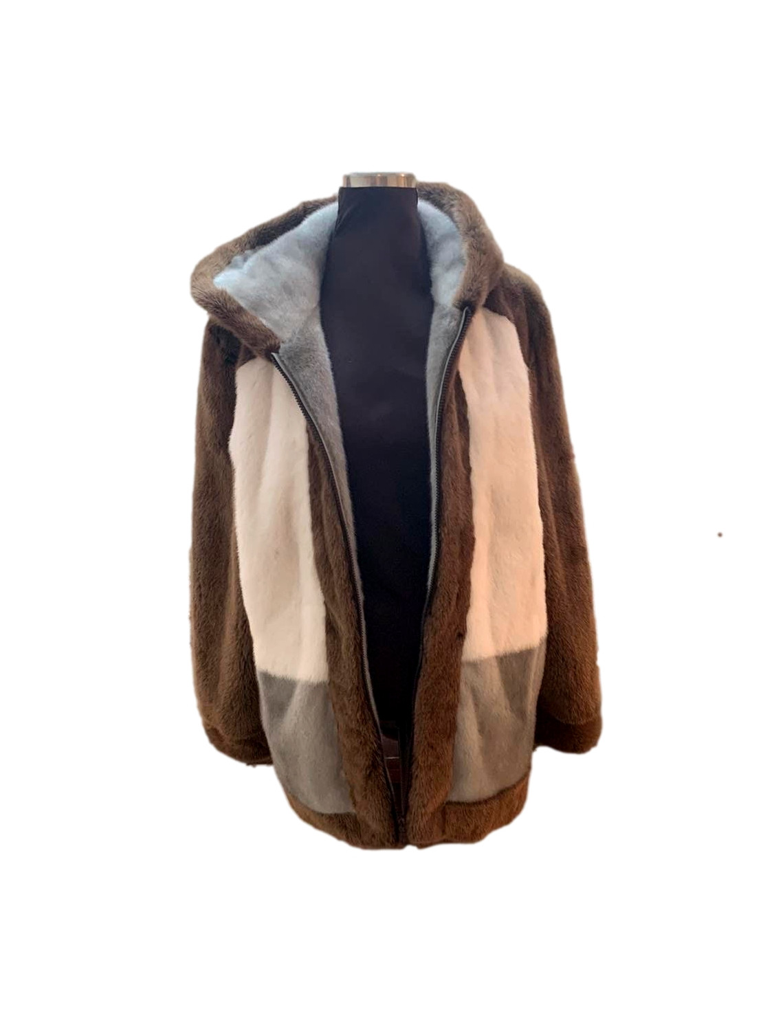 Men's Multicolor Hooded Mink Fur Coat| SKANDINAVIK FUR