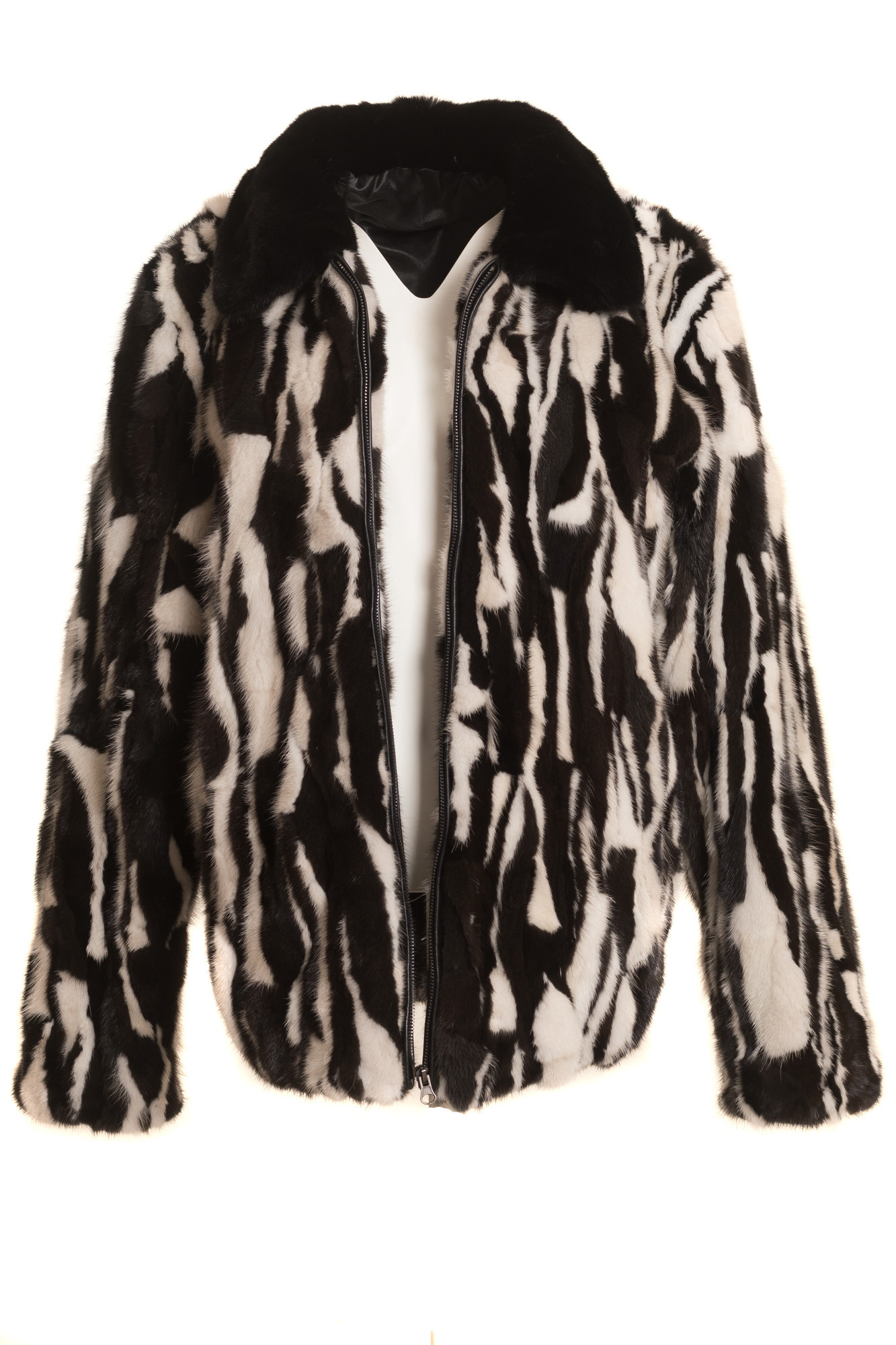 Mens Black White Mink Fur Jacket Zipper| SKANDINAVIK FUR