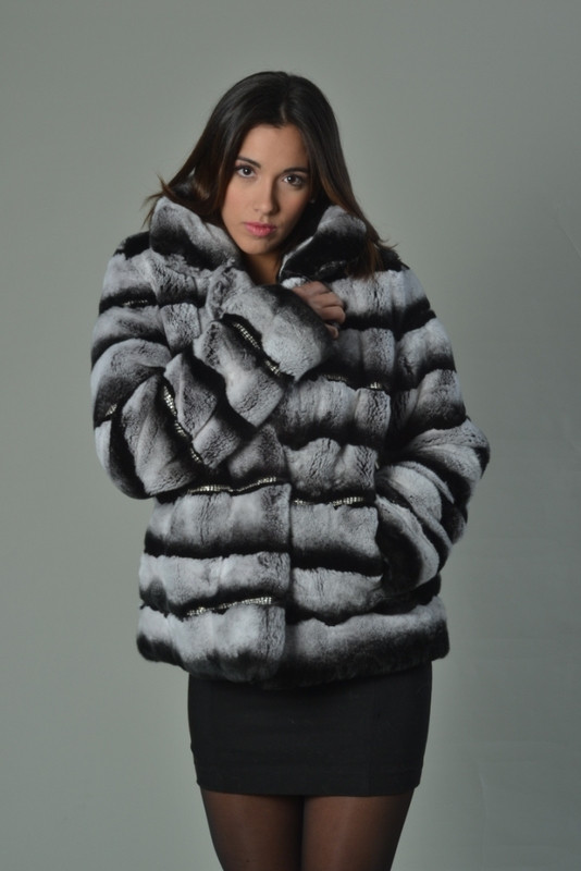 Chinchila Colored Rex Rabbit Luxury Fur Coat | SKANDINAVIK FUR