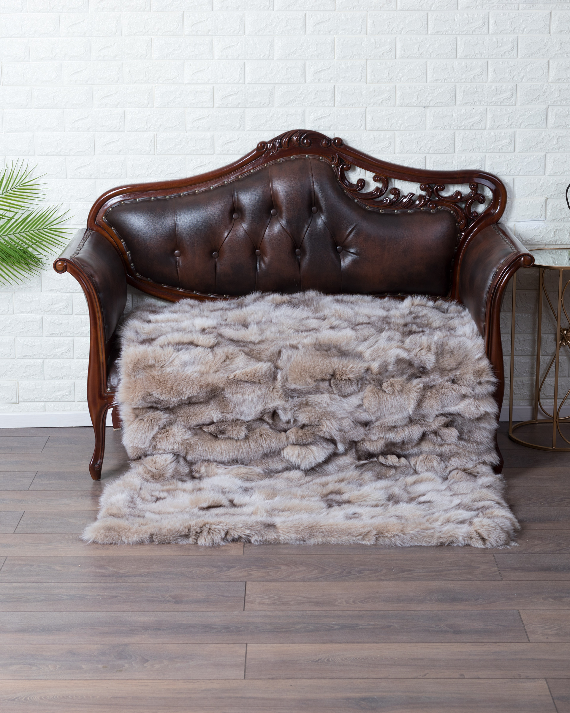 Dual Tone Beige Fox Fur Fur Blanket Throw Cover | SKANDINAVIK FUR