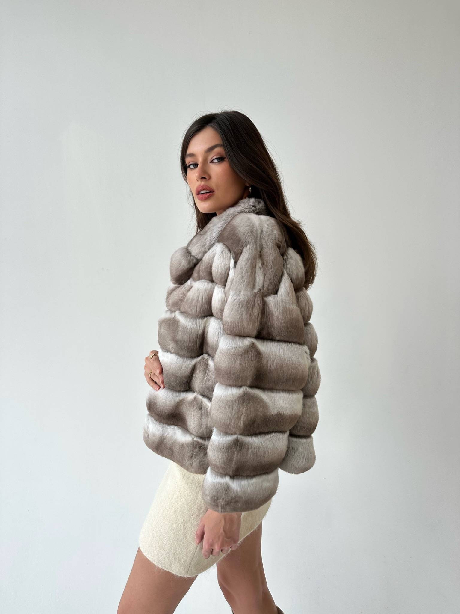 Beige Chinchilla Jacket Aida | SKANDINAVIK FUR