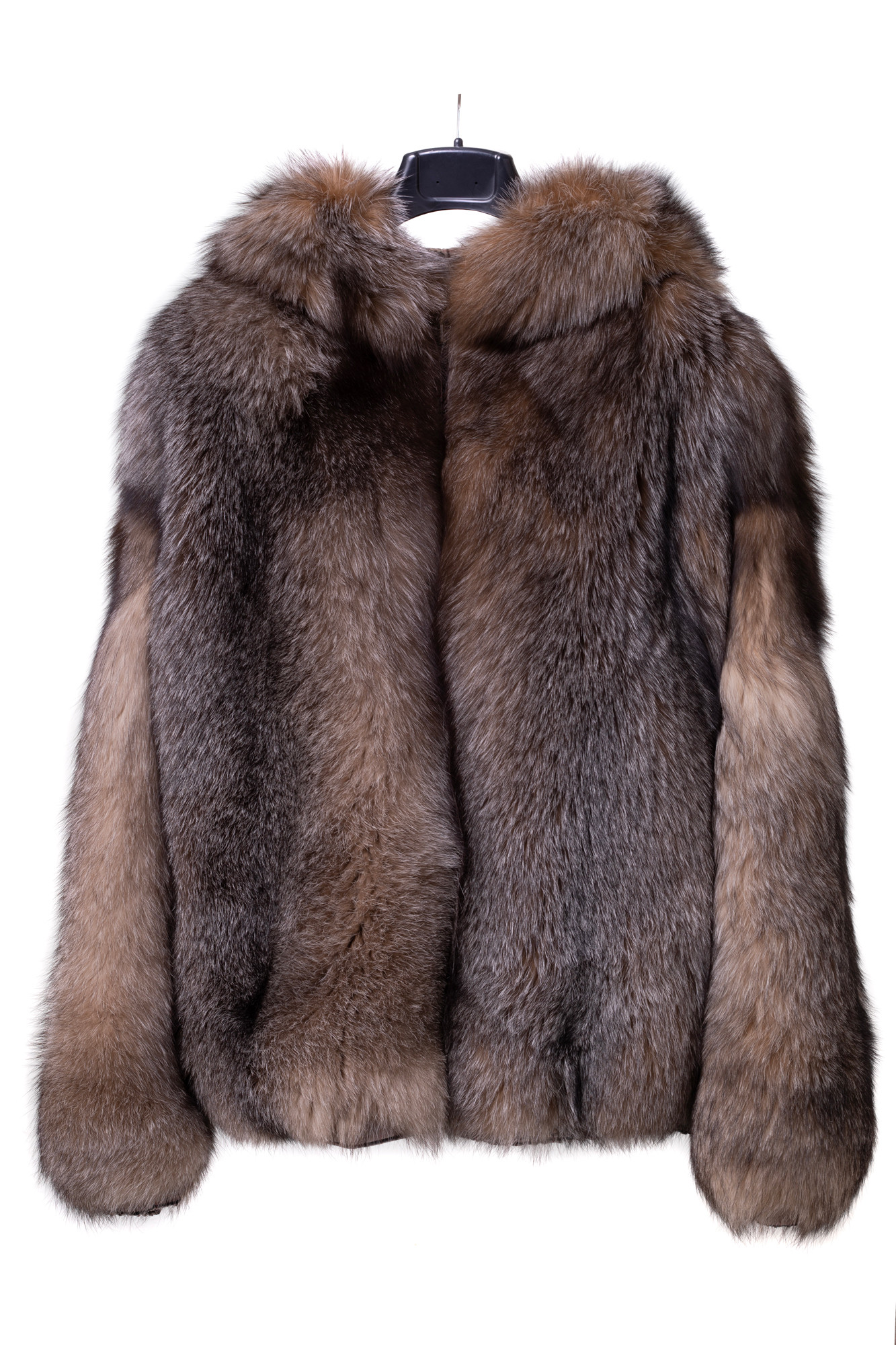 Hooded Crystal Fox Fur Bomber Jacket Reversible | SKANDINAVIK FUR
