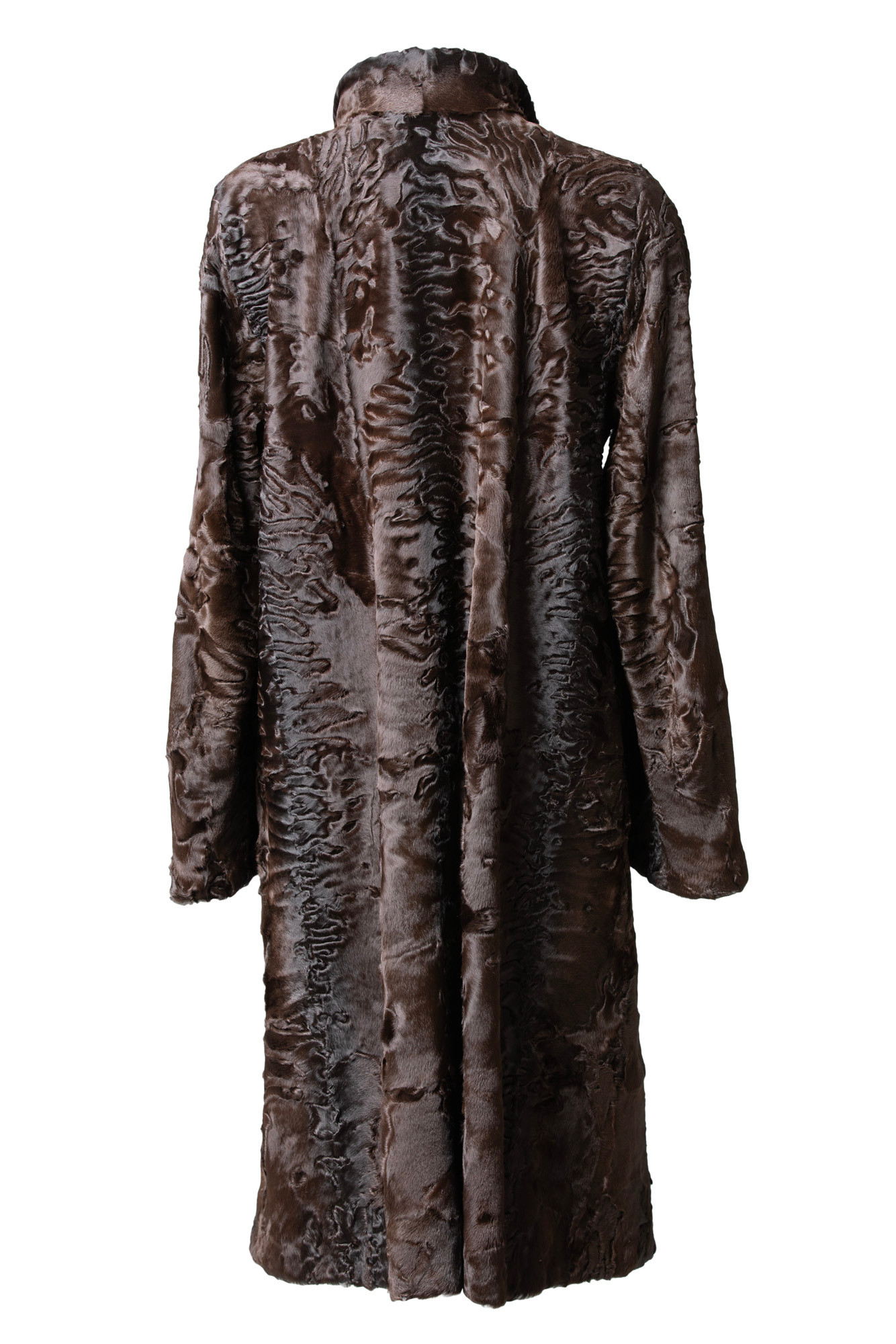 Brown SWAKARA Lamb Fur Long Coat | SKANDINAVIK FUR