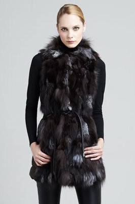 Silver Fox Fur Vest Leather String Belt | SKANDINAVIK FUR