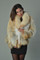 Golden Island Fox Fur Coat with shawl fox fur collar waist length