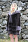 Navy Sheared Hooded Beaver Fur Coat