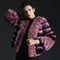 Fuchsia Chinchilla Fur Coat With Lynx Collar & Cuffs