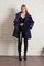 Magenta Persian Lamb Fur Coat with Mink Fur Collar XS S M L XL