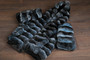 Blue Black Reversible Hooded Chinchilla  Leather  Bomber Jacket