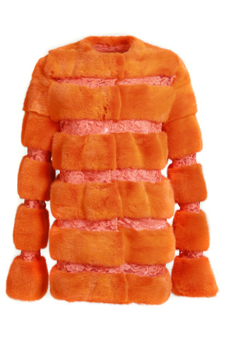 Orange mink fur coat | SKANDINAVIK FUR