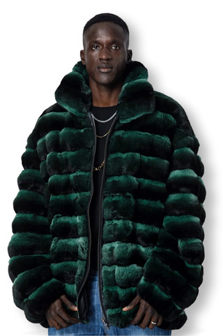 Mens Green Chinchilla Bomber | SKANDINAVIK FUR