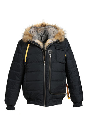 Mens Fox Coat - Black Sculptured Fox