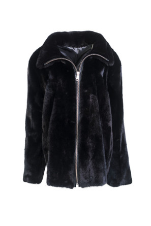 Shaved Black Mink Fur Coat for Men 54