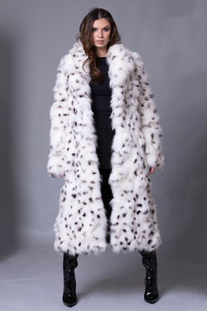 Spotted White Fox Fur Coat  Adriana Spotted White Fox Fur Coat  Adriana
