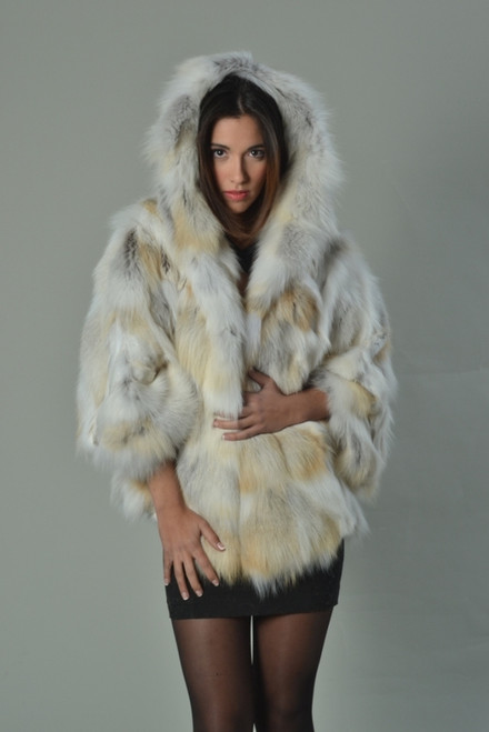 Golden island Fox Fur Cape Hooded