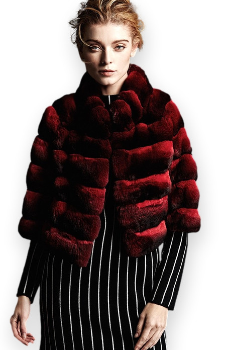 burgundy short chinchilla fur jacket burgundy short chinchilla fur jacket