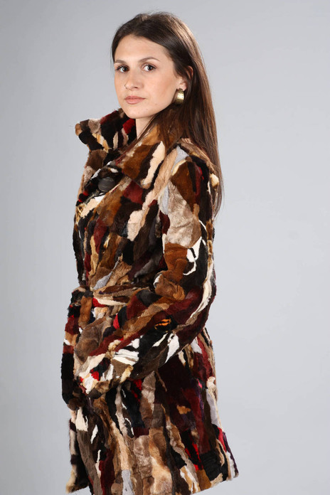 Multicolored Mink Fur Coat