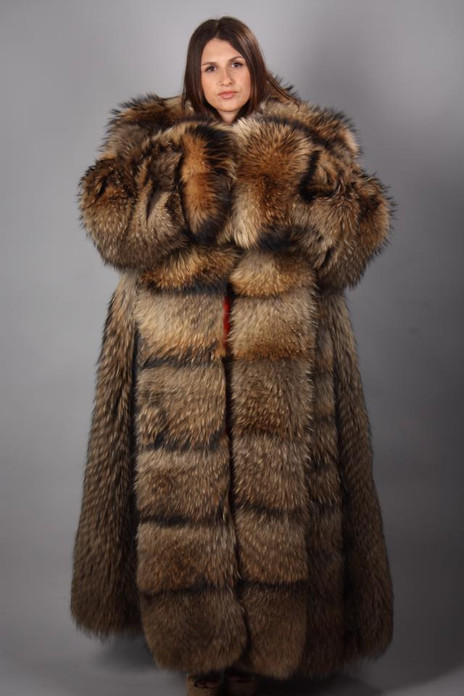 Fin Racoon Full Length Fur Coat