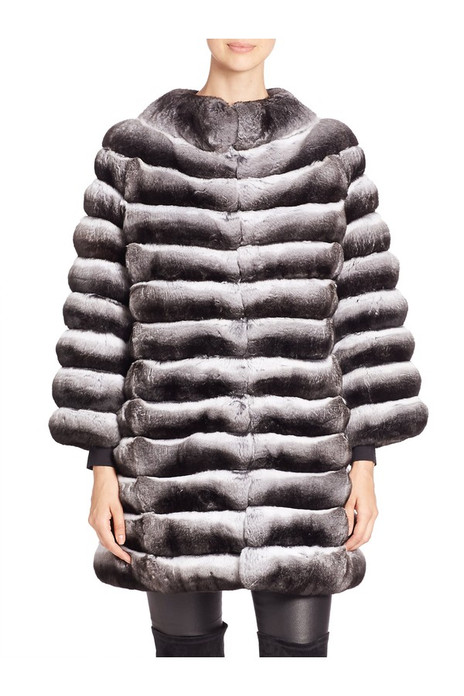 Luxury Genuine Chinchilla Fur Jacket Mid Hip Luxury Genuine Chinchilla Fur Jacket Mid Hip