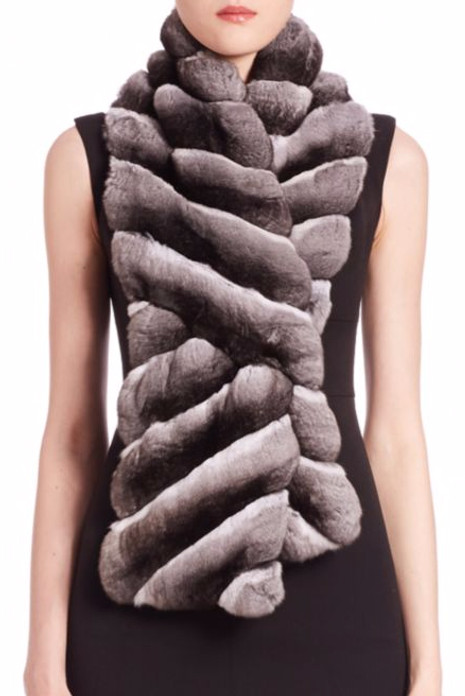Chinchilla Scarf with crossover slit Chinchilla Scarf with crossover slit