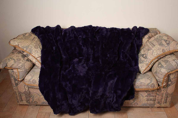 Deep Purple Rex Fur Blanket Throw  sutibale for bedroom or sofa or armchair