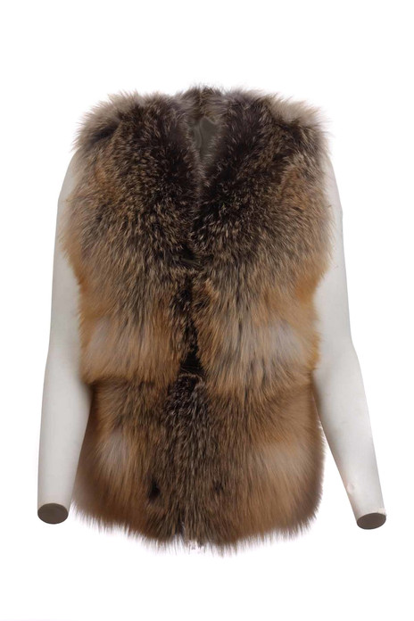 Golden island  Fox Fur Vest Let Out Aysel feathered