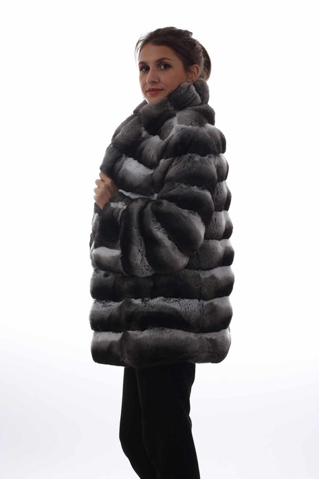 Chinchilla Fur Coat Mid Hip Length Dilayla | SKANDINAVIK FUR