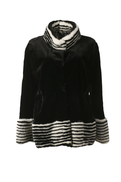 Black and White Mink Fur Jacket Athena Black and White Mink Fur Jacket Athena