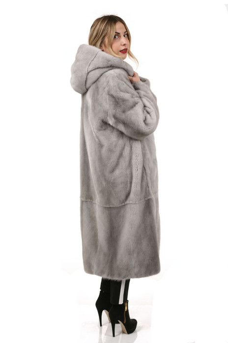 Haute Acorn Sapphire Hooded Mink Fur Jacket