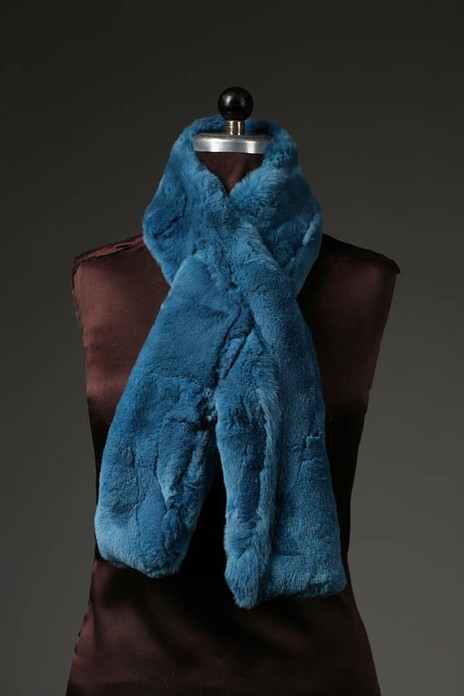 Teal Rex Rabbit Fur Scarf collar Teal Rex Rabbit Fur Scarf collar