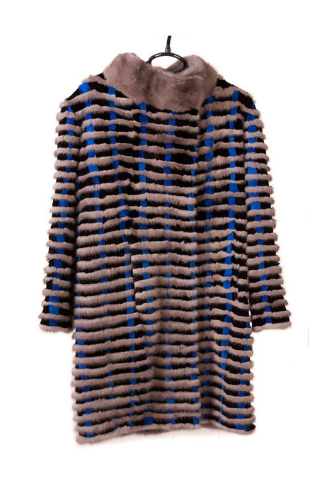 haute couture mink fur coat multicolor knee length on ghost mannequin front view haute couture mink fur coat multicolor knee length on ghost mannequin front view
