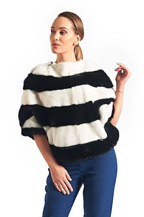 black and white monk fur pullover