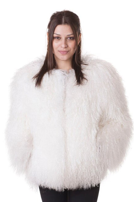 White Mongolian Lamb Fur Coat