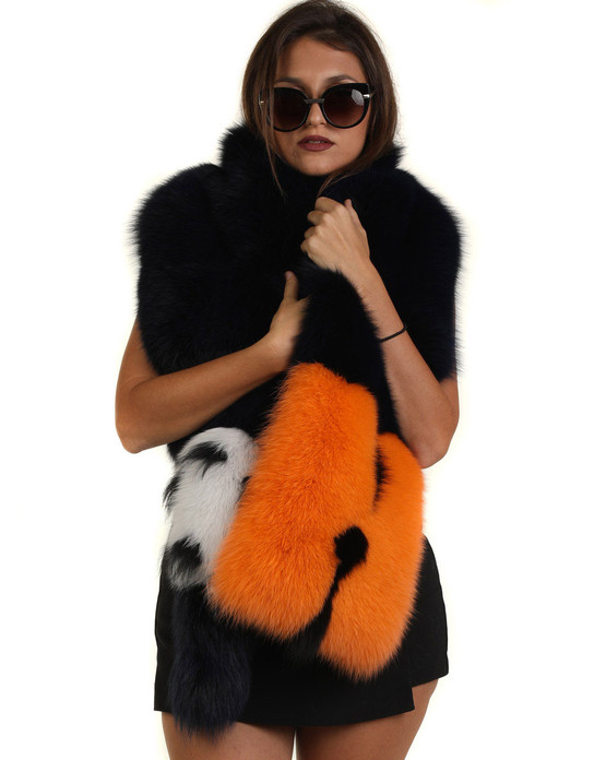 Multi Color Fox Fur Collar