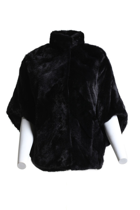 black mink fur cape front view