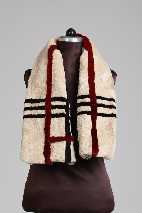 sheared beaver fur scarf striped