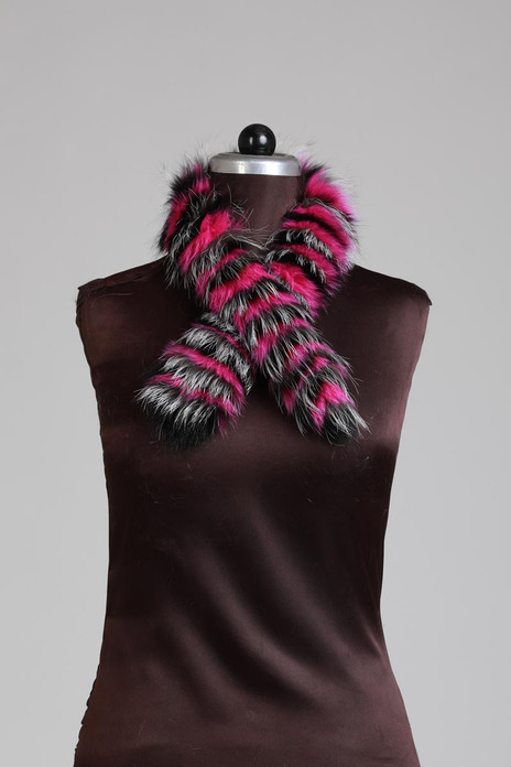 purple silver fox fur muffler